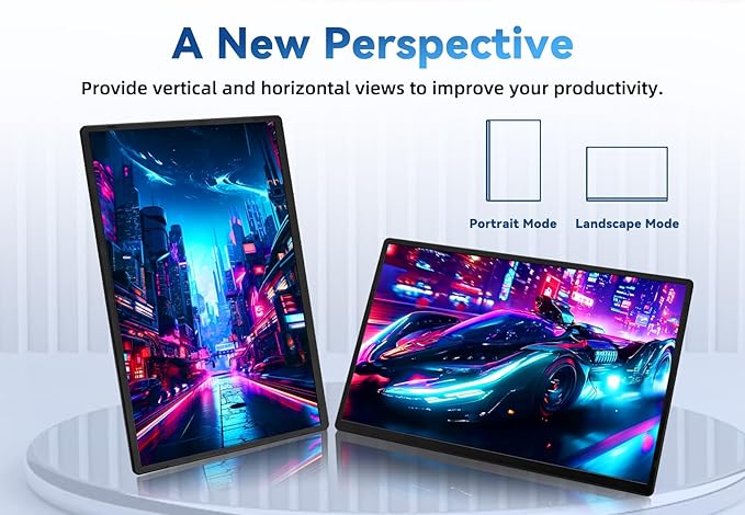 16" Portable Monitor for Laptop, 1200P FHD Laptop Screen Extender, Travel External Display USB-C HDMI Port Detachable Kickstand Gaming Monitor Compatible with Wins Mac Chrome Dex Phone