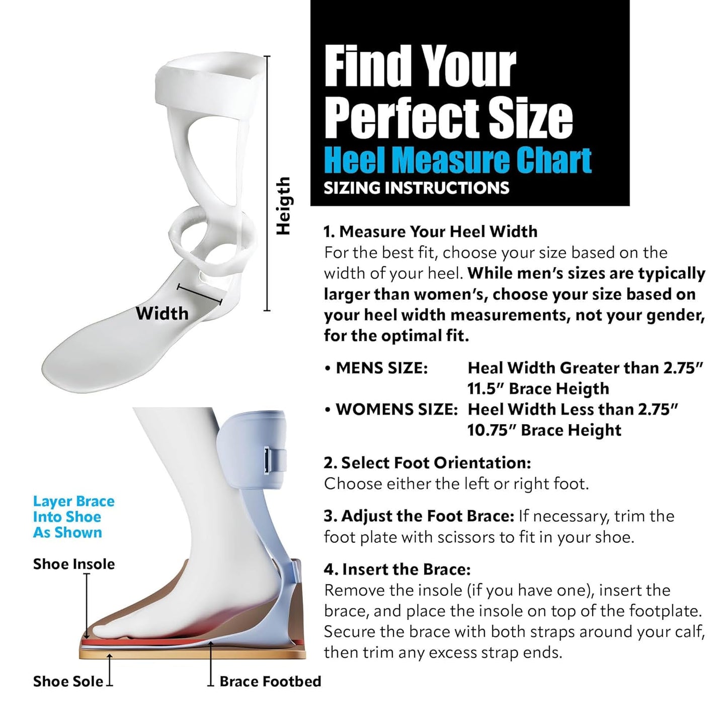 BraceOn AFO Swedish Drop Foot Stabilizer for Walking and Exercise, Drop Foot Braces for Men, AFO Brace & Foot Drop Braces, Foot Boot for Injured Foot, Men, Right