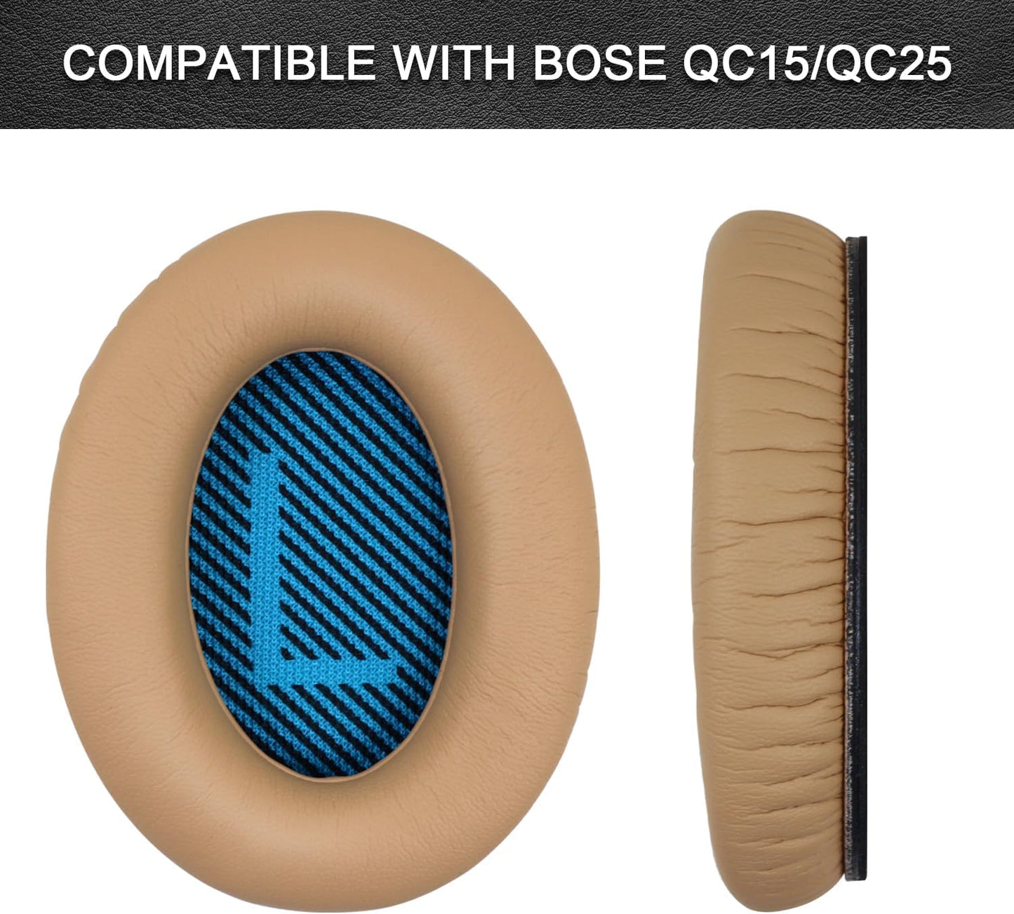 Replacement Ear Pads for Bose QuietComfort 15(qc15/QC15), Headphone Ear Covers, High Density Memory Cotton, Soft Leather, Adaptive Noise Isolation Headphones Pads Cushions-Khaki