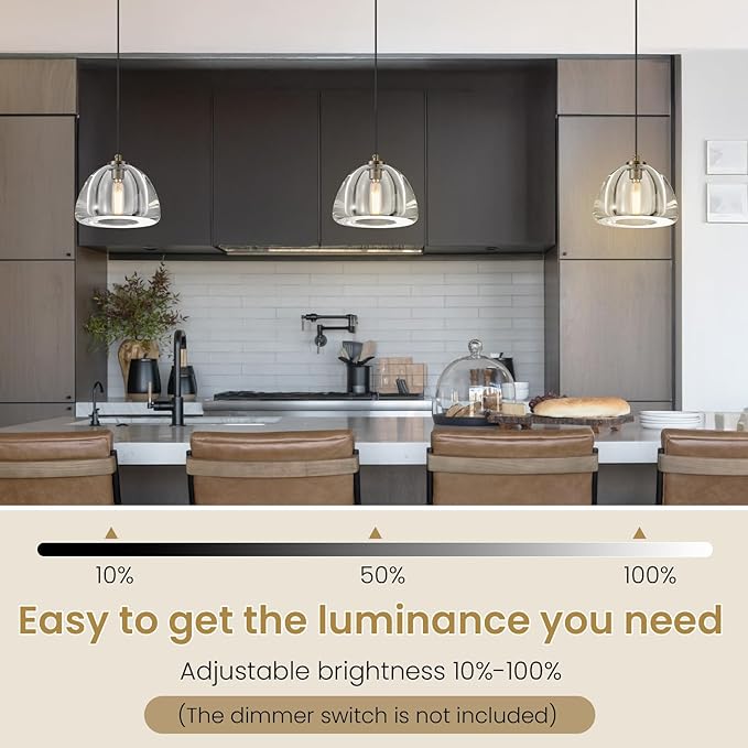 Aged Brass Crystal Pendant Light: 7" Dimmable Antique Copper Hanging Pendant Light Fixtures over Kitchen Island - Modern Luxury Bathroom Dining Room Brushed Pendants Lighting 3000k e12 Bulb Included