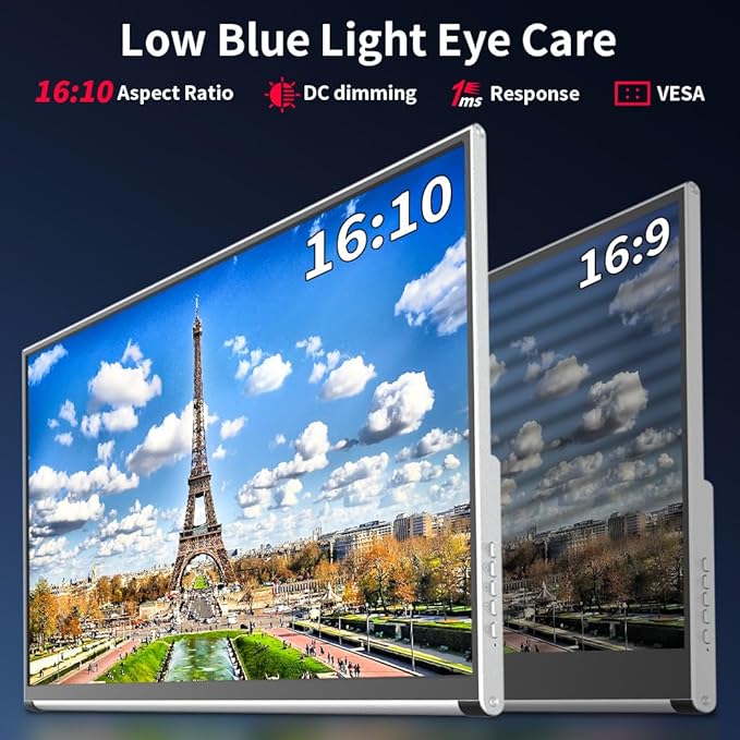 OLED Portable Monitor- 4K Portable Laptop Display 16 Portable Gaming Monitor 100% DCI-P3 HDMI/USB-C External Screen for Laptop Phone/Switch/Xbox