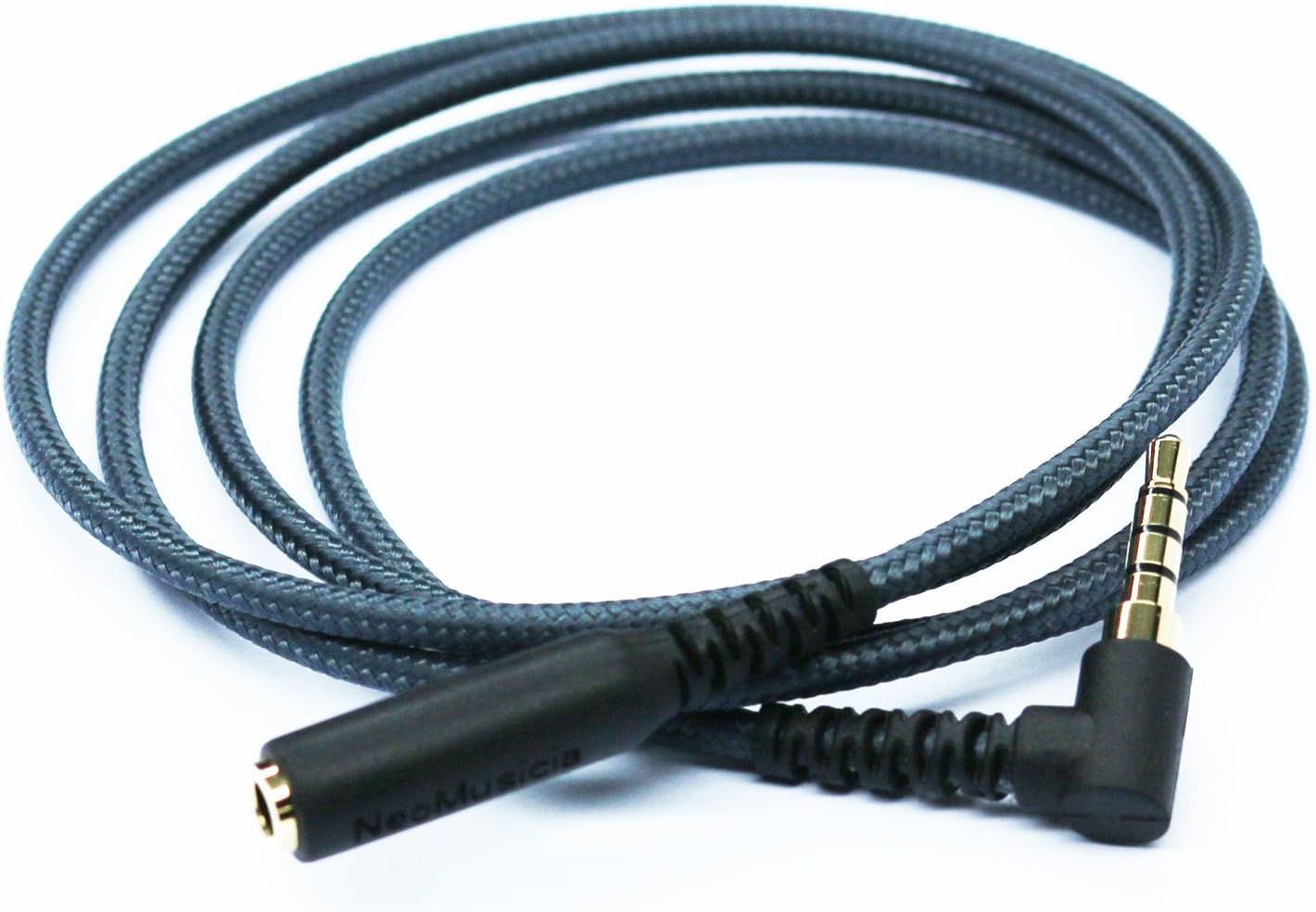 100cm(3.2ft) Right Angle 4 Pole 3.5mm 1/8 inch Male to 4 Pole 3.5mm 1/8 inch Female Stereo Audio Headphone Earphone Extension Cable Adapter Cord Tangle-Free Braided Wire