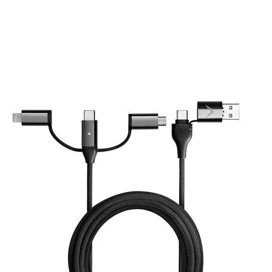 Futurizta Tech [Upgraded] Zeus-X 6-in-1 Universal Multi Cable (10ft/3m) Fast Charging 60W Laptop PD, QC3.0 & 27W iPhone Fast Charging & Data Sync, Military Grade Braided with Cable Organizer Strap