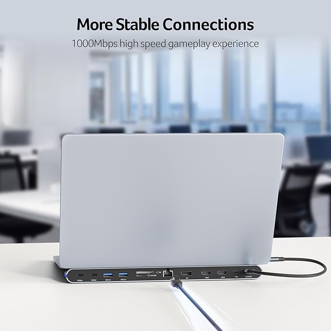 Acer Laptop Docking Station Stand, 11-in-1 USB C Docking Station 3 Monitors with Dual HDMI 4K@60Hz+DP 8K, Ethernet, 10Gbps Data, 100W PD, SD/TF, USB C Dock with Detachable Cable for Acer/Dell/Mac/HP