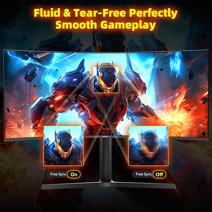 34 Inch Ultrawide Gaming Monitor - 21:9 WQHD 3440 x 1440 R1500 Curved Computer Monitor for Gamer, 180Hz 1ms AMD FreeSync PIP/PBP Crosshair TÜV Eye Care, HDMI 2.0 & DP1.4, Tilt/Height/Swivel Stand