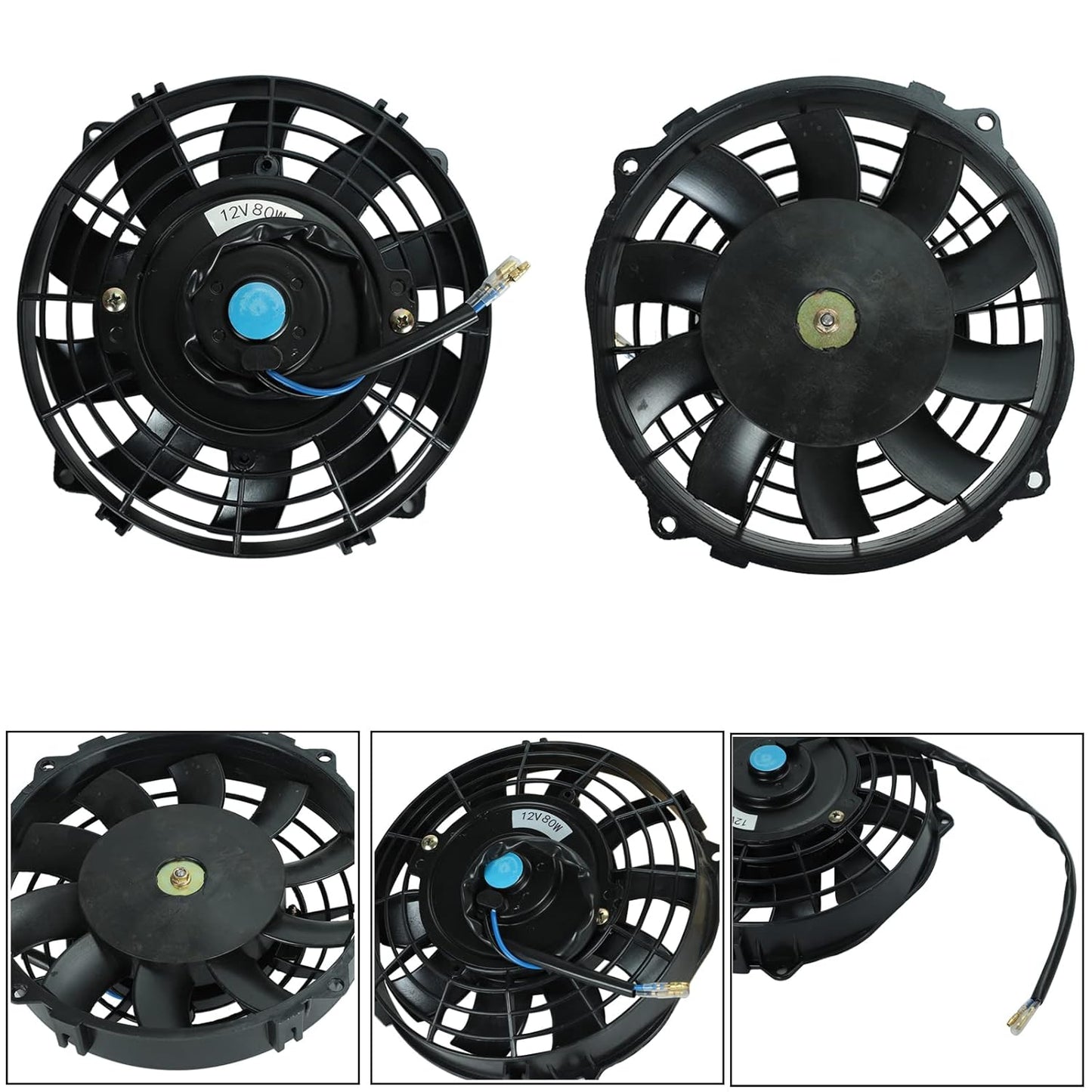 7 Inch Universal Slim Fan Push Pull Electric Radiator Cooling Fan 12V 80W Mount Kit Black Set of 2