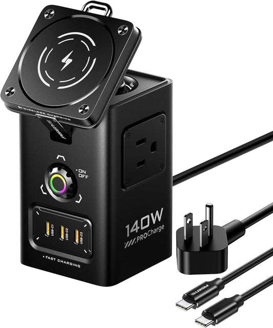 PISEN 8-in-1 Mag-Safe Charger Stand - 140W Charging Station for Multiple Devices Mag-Safe Stand Magnetic Qi2 Wireless Charger for iPhone 16/15/14/13/12 Series, Magnetic Charger for Apple Watch