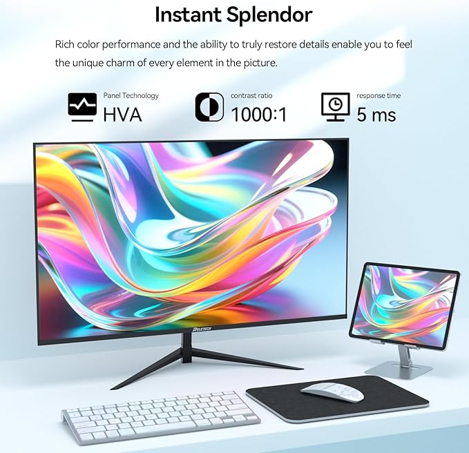 27 Inch FHD (1920x1080) Gaming Office Monitor,165Hz Refresh Rate, HVA Panel Computer Monitor, 1000:1 Contrast Ratio,100% sRGB HDMI and DisplayPort (G27X)