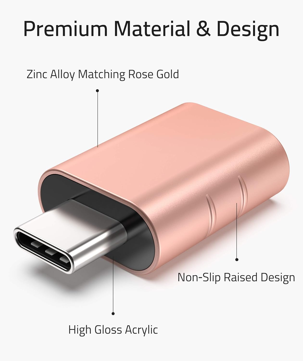 Syntech [2 Pack USB Male to USB3 Female Adapter Compatible with iPhone 16 Pro Max iMac iPad mini/Pro 2023 Pro MacBook Air 2020 and Other Type C Devices, Rose Gold