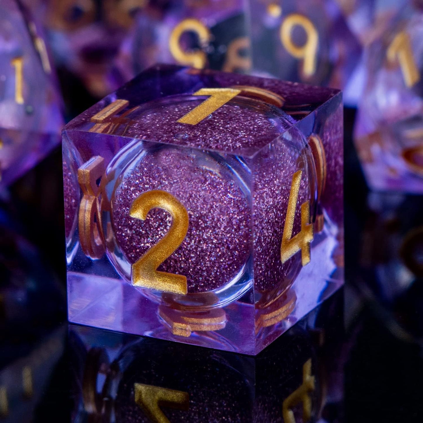 ARUOHHA DND Liquid Core Dice, 7pcs Resin Sharp Edged Dice Set RPG Translucent Polyhedral D and D Dice, Role Playing Dice Set D20 D12 D10 D8 D6 D4 with Gift Box