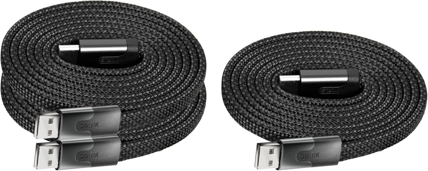Statik MagStack USB to USB C Cable, Magnetic Anti Tangle Flat A to Type C Charger Fast Charging Cord, Magnetic Charging Cable, Compatible with iPhone 16 Pro Max, Galaxy S24 Ultra, 27W 6FT/2M, 3-Pack