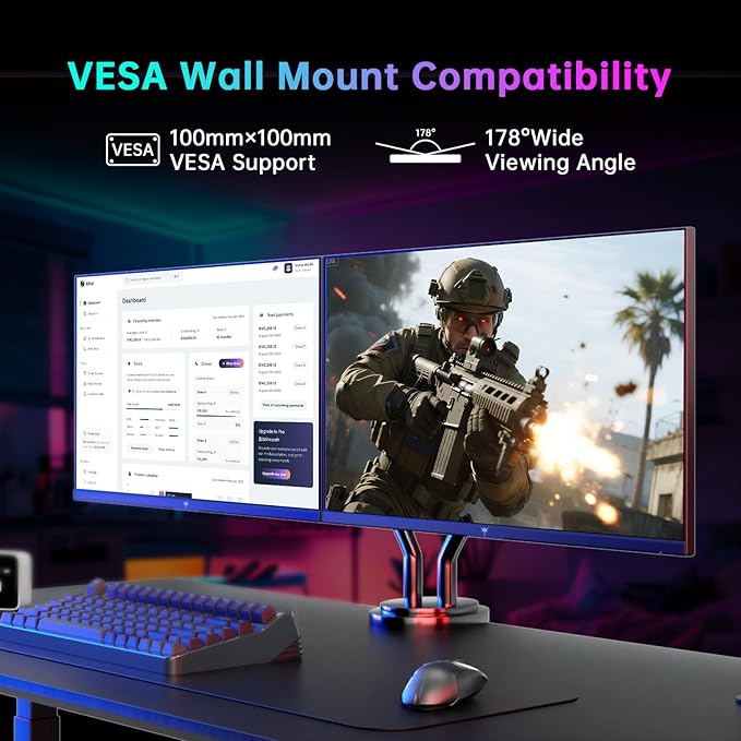 KTC 24.5 Inch 300Hz Gaming Monitor, FHD 1080P 240Hz Fast IPS Monitor, HDR, FreeSync, DisplayPort x1 HDMI x2, 119% sRGB, Height/Pivot/Tilt Adjustment, VESA Support, H25Y7