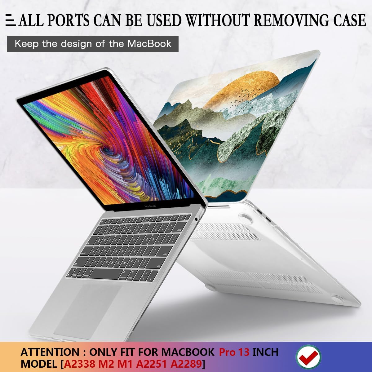 CISSOOK Compatible with MacBook Pro 13 inch 2025-2020 Model A2338 A2251 A2289 with Touch Bar, Sunshine and Mountain Scenery Cover for MacBook Pro 13 M2 M1 with Keyboard Cover