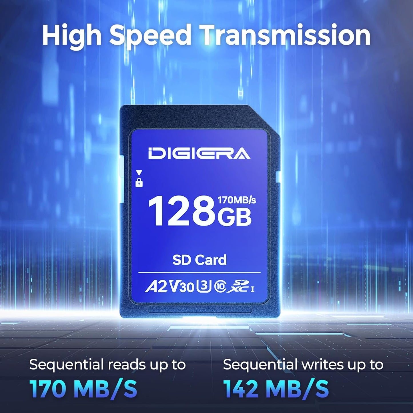 128GB LS100 SDXC UHS-I Memory Card - up to 170MB/s, C10, U3, V30, 4K UHD, SD Card for Computers, Digital Cameras, Home Theatre Devices, Car Navigation Systems (1 Pack)