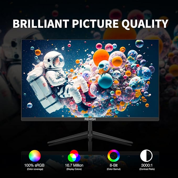 24 Inch FHD Gaming Monitor, 1080P IPS Computer Monitor with 100Hz, 1ms Response Time, 1000:1 Contrast Ratio, VESA Compatible, Tilt Adjustable, AMD FreeSync, Build-in Speakers