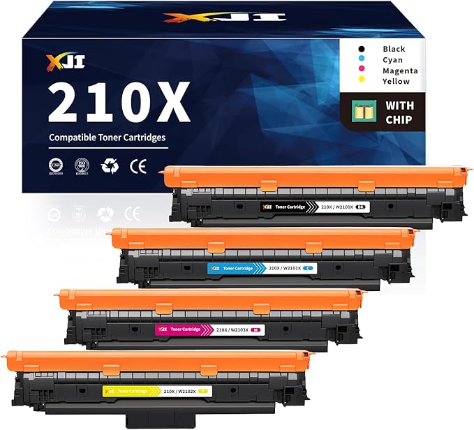 XJI 210X Compatible Toner Cartridges Set 4 Pack Replacement for HP 210 X A 210A, for Color Laser Jet Pro 4201dn 4201dw MFP 4301fdn 4301fdw Printer Ink (with Chip)