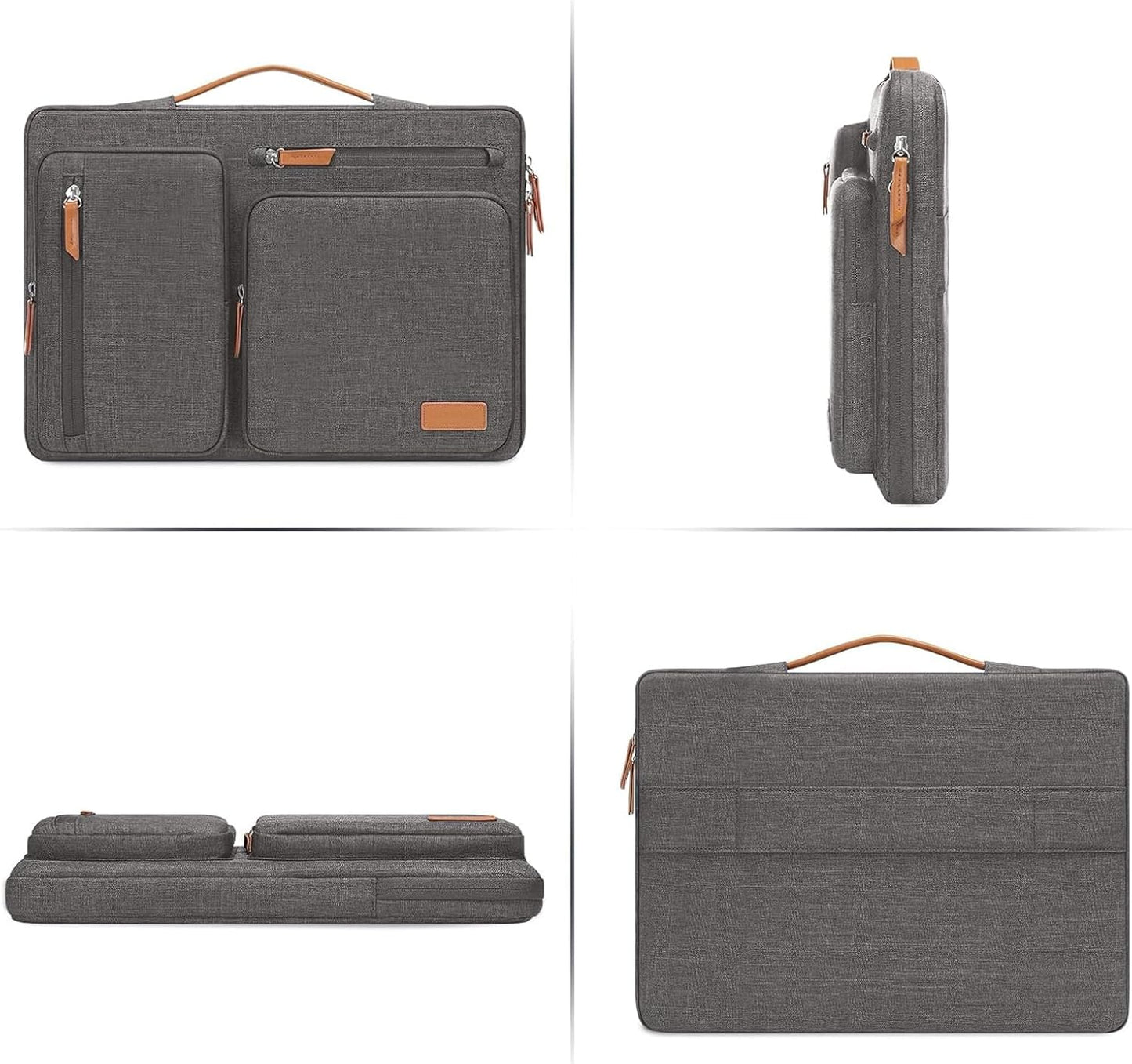 MOSISO 360 Protective Laptop Case 15 inch, 15 inch Laptop Sleeve Compatible with MacBook Air M4 M3 M2 2025 2024 2023, Dell XPS Plus, Side Open Carrying Case with 4 Zipper Pockets&Handle, Taupe Gray