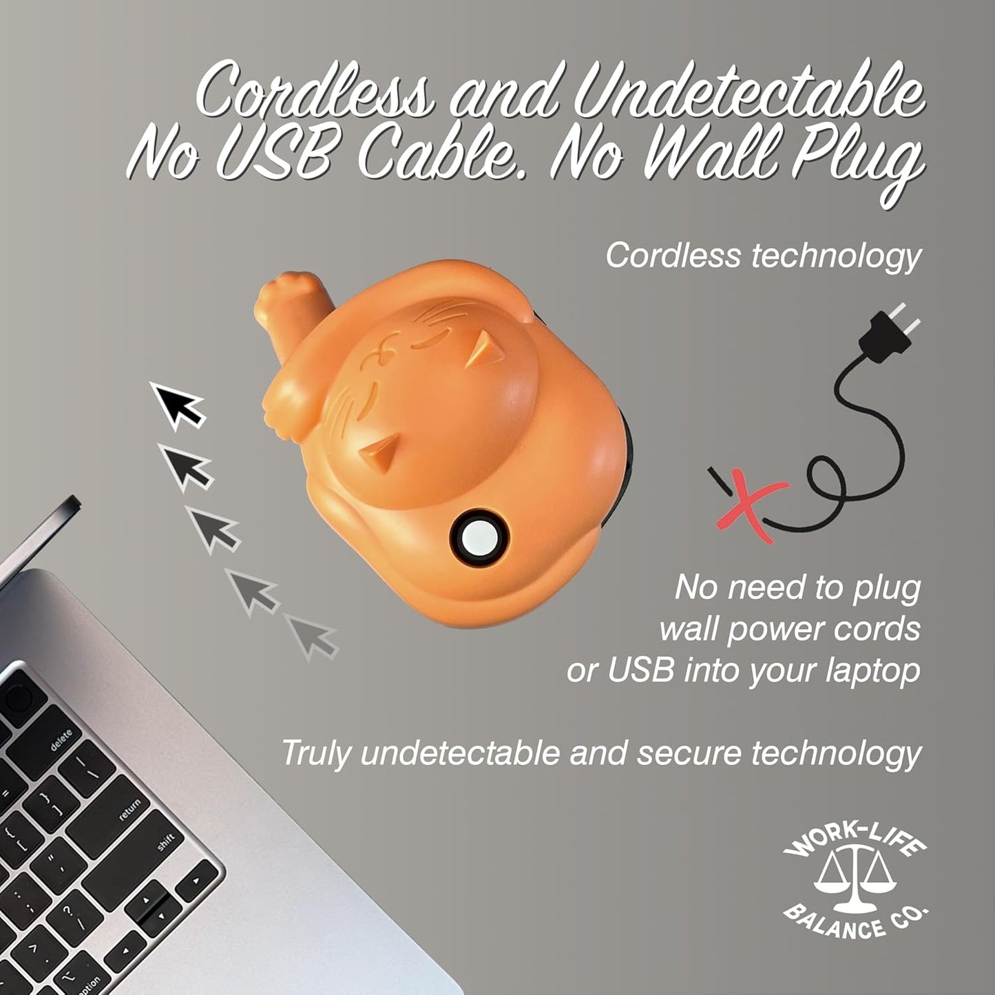 Laptop Trackpad Jiggler -AA Battery lasts 6 months -Undetectable -Cordless Mouse Jiggler -Does Not Work on DeII -Keeps Touchpad Active, Laptop Awake -Mechanical Mouse Mover -ON/Off Switch (Orange Cat)