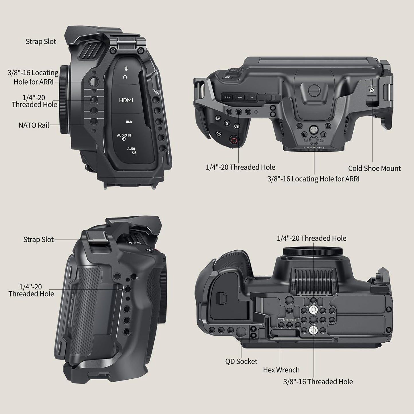 SmallRig Cage for Blackmagic Design Cinema 6K, Only for BMCC 6K, Full/Half Cage Included Lens Mount Converter Support, Anti-Deflection, Anti-Scratch, Full Access Design - 4785