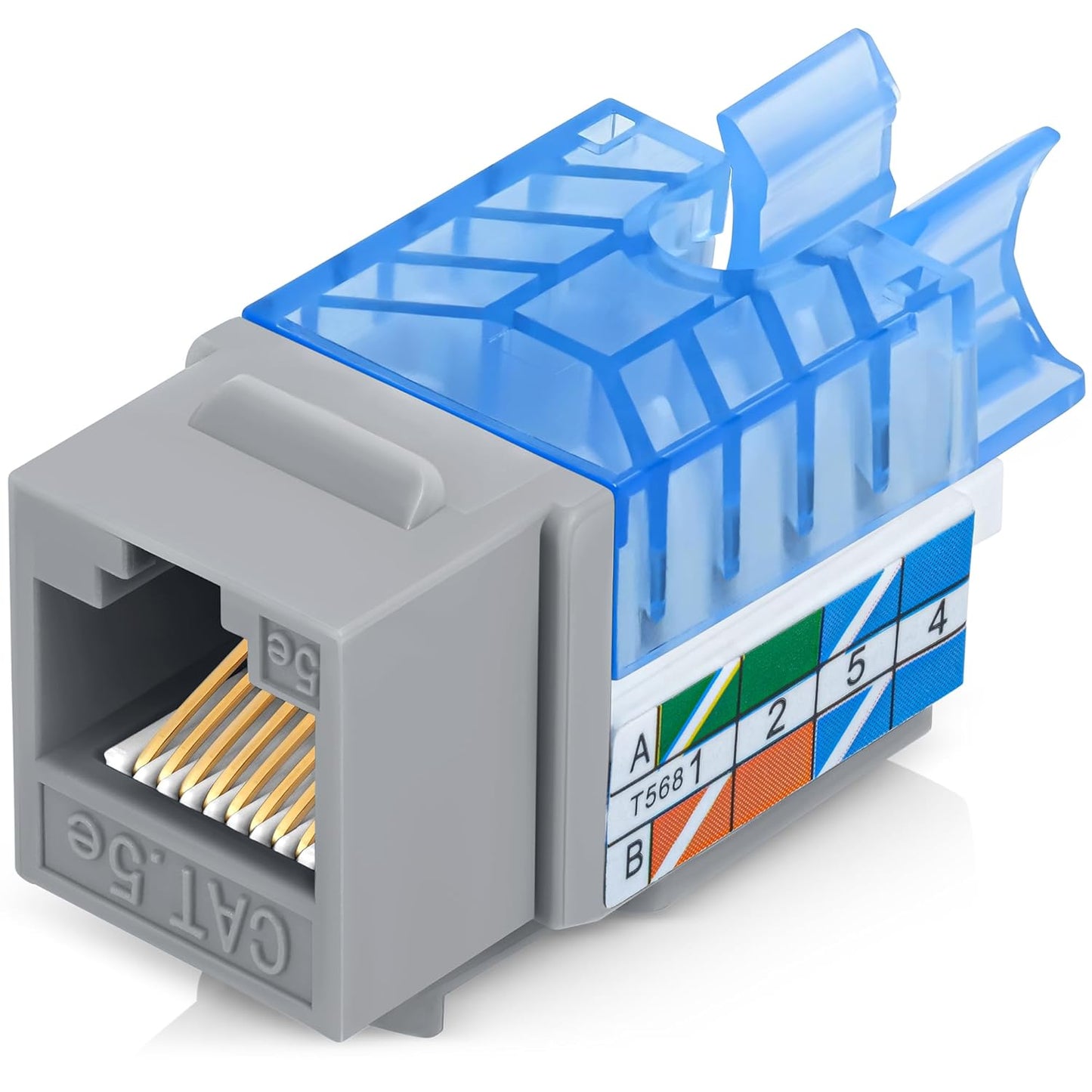 Everest 45° Angled RJ45 Cat5e Keystone Jacks 50-Pack in Gray - Slim Profile Female RJ45 Connectors - Cat 5e Keystone Jack - Compatible with 45° Angled Speed Termination Tool - 45Term (B0BL3GS7ZY)
