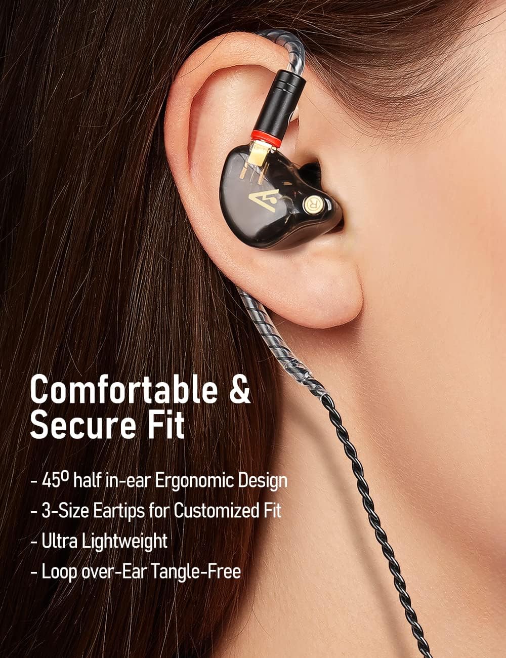 Vibes 201 Wired Earbuds in Ear Headphones, Noise Cancelling Bass Driven HiFi Earphones, Tangle-Free Braided Cord, Carry Case, Ear Buds Tips, 3.5mm Jack, Secure Fit (Clear Brown, No Mic)