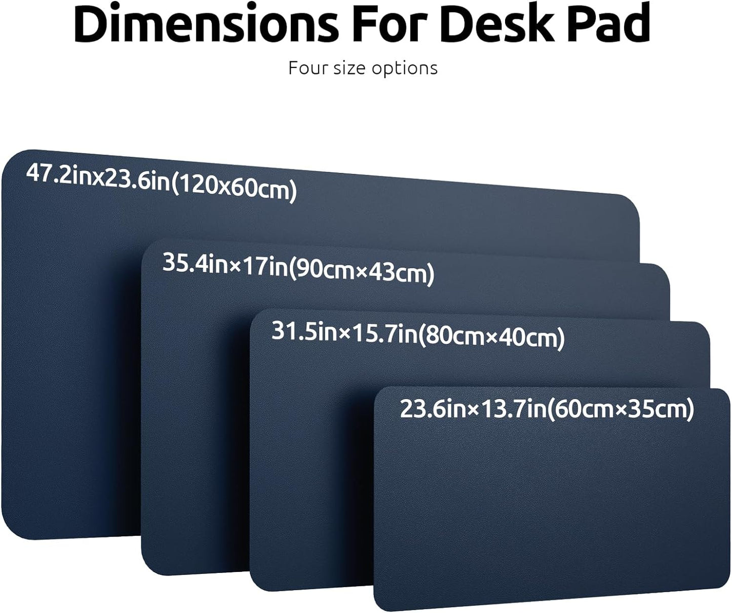 YSAGi Leather Desk Protector, Office Mat, Large Mouse Mat, Non-Slip PU Leather Blotter, Laptop Pad, Waterproof Writing Pad for Office and Home (Dark Blue, 47.2" x 23.6")