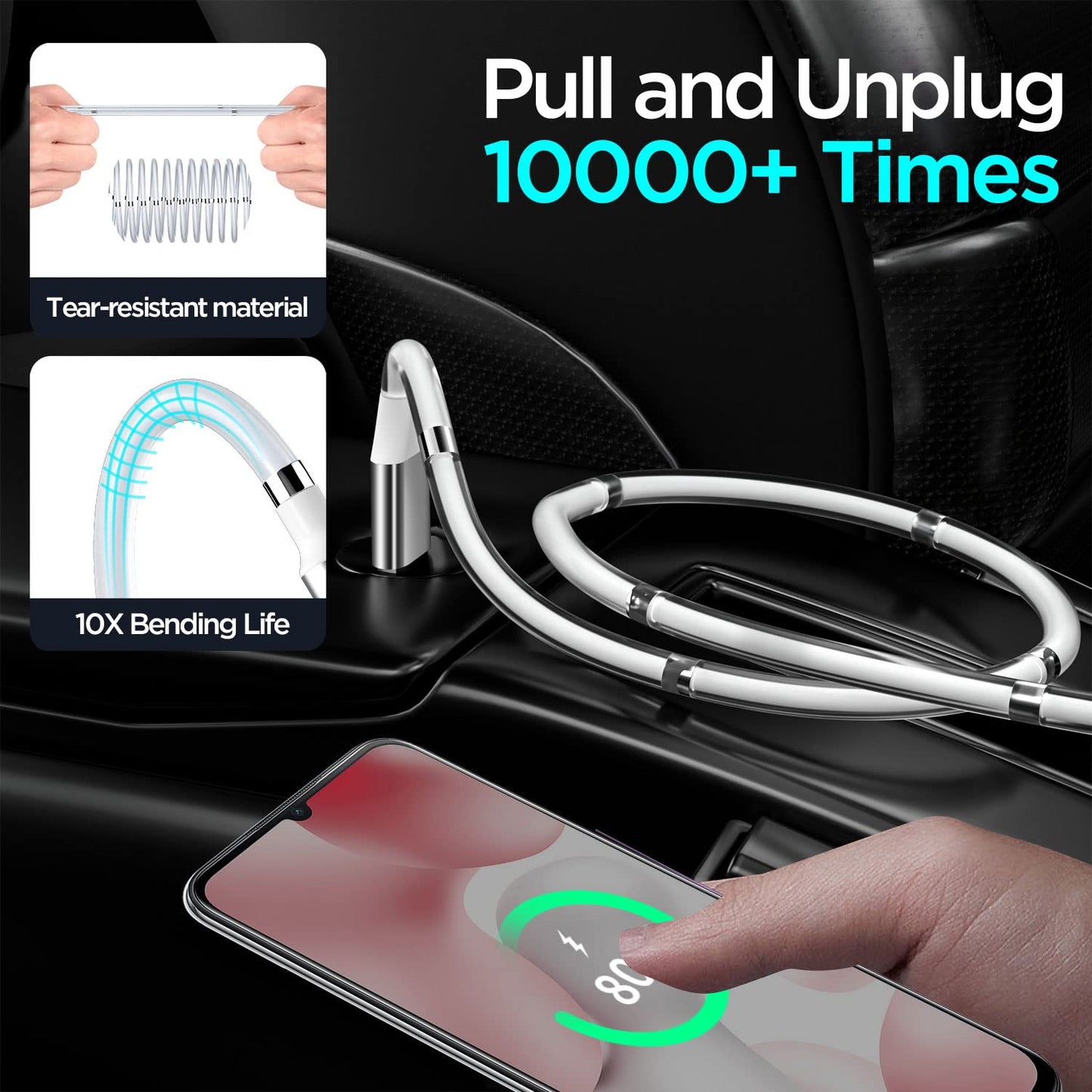AICase Magnetic Charging Cable, Type C to Type C (3.3 FT) Super Organized Charging Magnetic Absorption Nano Data Cable for Samsung S23/S22/S21/S20 Ultra, MacBook Pro/Air, iPad Pro 12.9 11 Air Mini