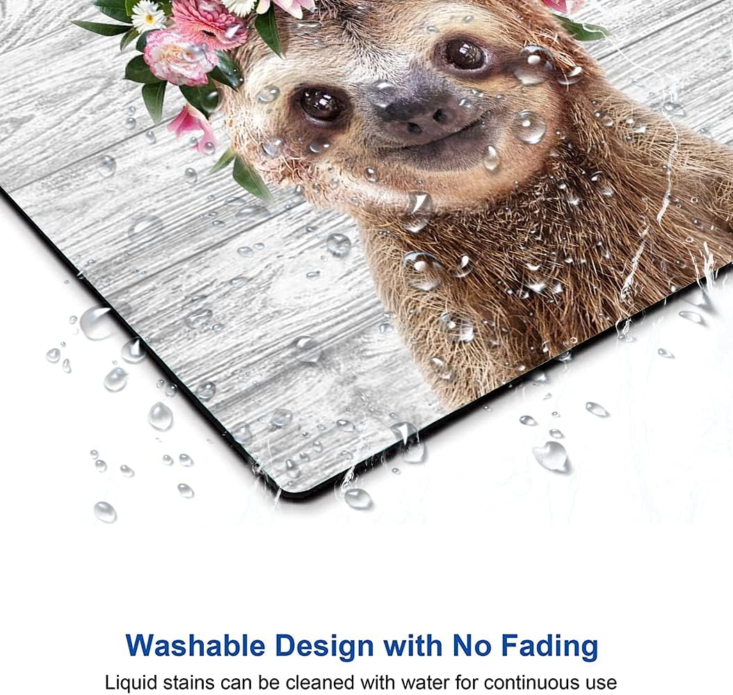 Hokafenle Mouse Pad, Cute Sloth with Floral Mouse Pad, Mouse Mat Square Waterproof Mousepad with Design, Non-Slip Rubber Base Mouse Pads for Women Office Laptop