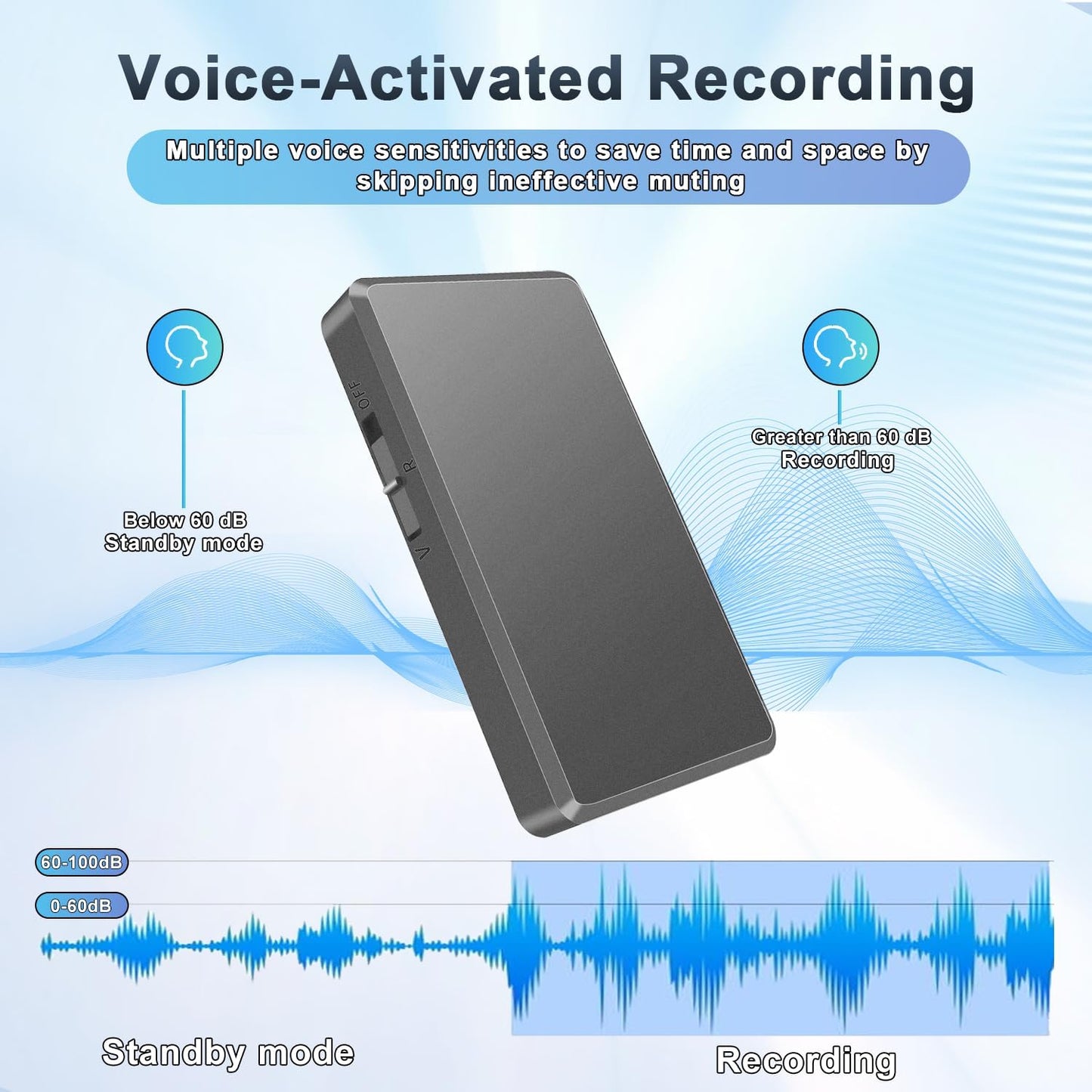 Voice Recorder - 64GB Mini Voice Recorder - Noise Cancellation Voice Activated Functionality, Rechargeable Audio Recorder with Earphone, Portable USB-C Recording Device for Work, Meetings, Interview