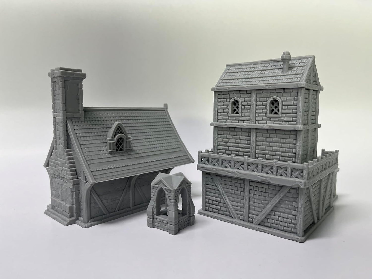 Medieval Miniature Building Terrain Set Compatible with Tabletop RPG War Games, Dioramas Building Set, Paintable, Gift for Tabletop Hobby Enthusiasts by HAUTICO (18mm Scale)