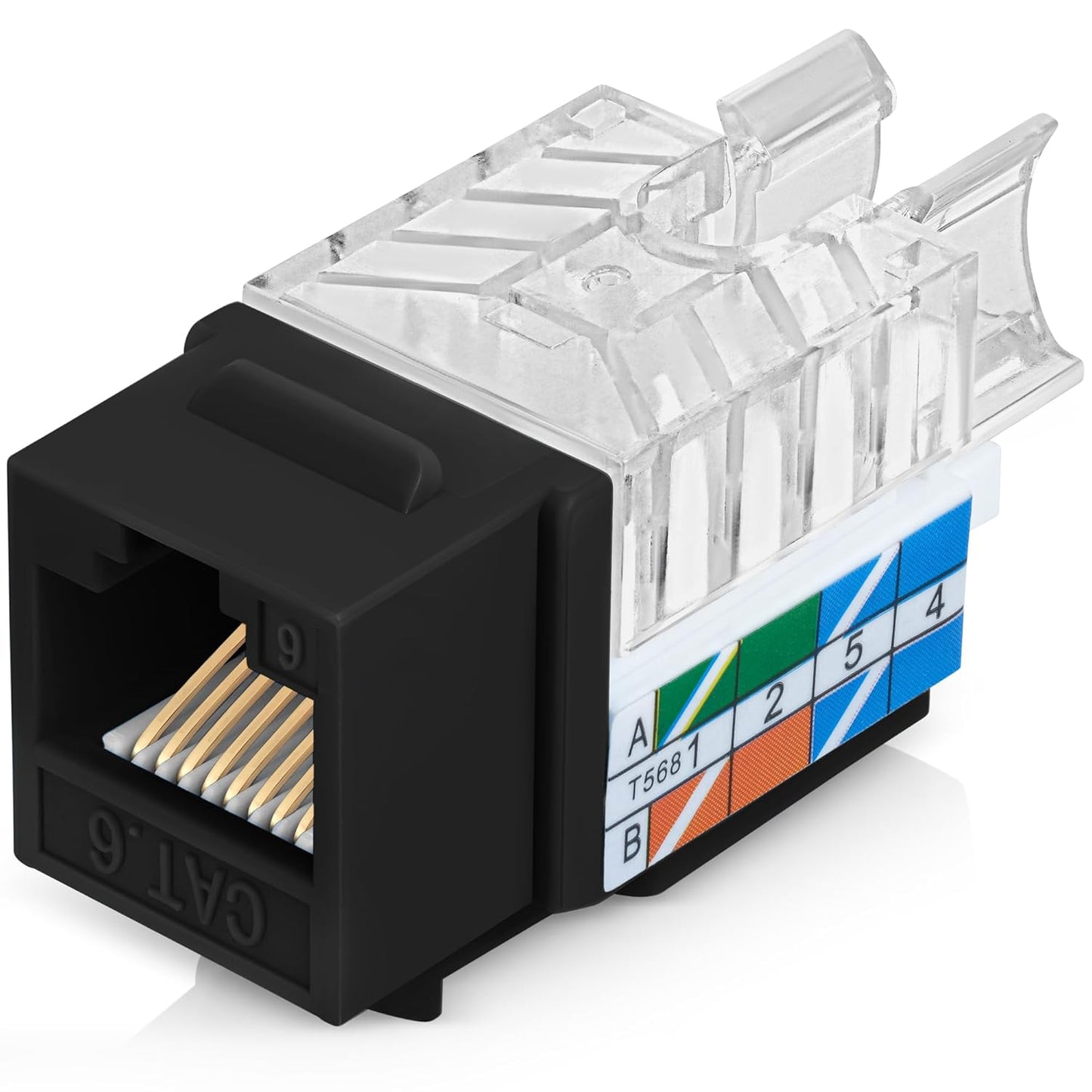 Everest 45° Angled RJ45 Cat6 Keystone Jacks 100-Pack in Black - Slim Profile Female RJ45 Connectors - Cat 6 Keystone Jack - Compatible with 45° Angled Speed Termination Tool - 45Term (B0BL3GS7ZY)