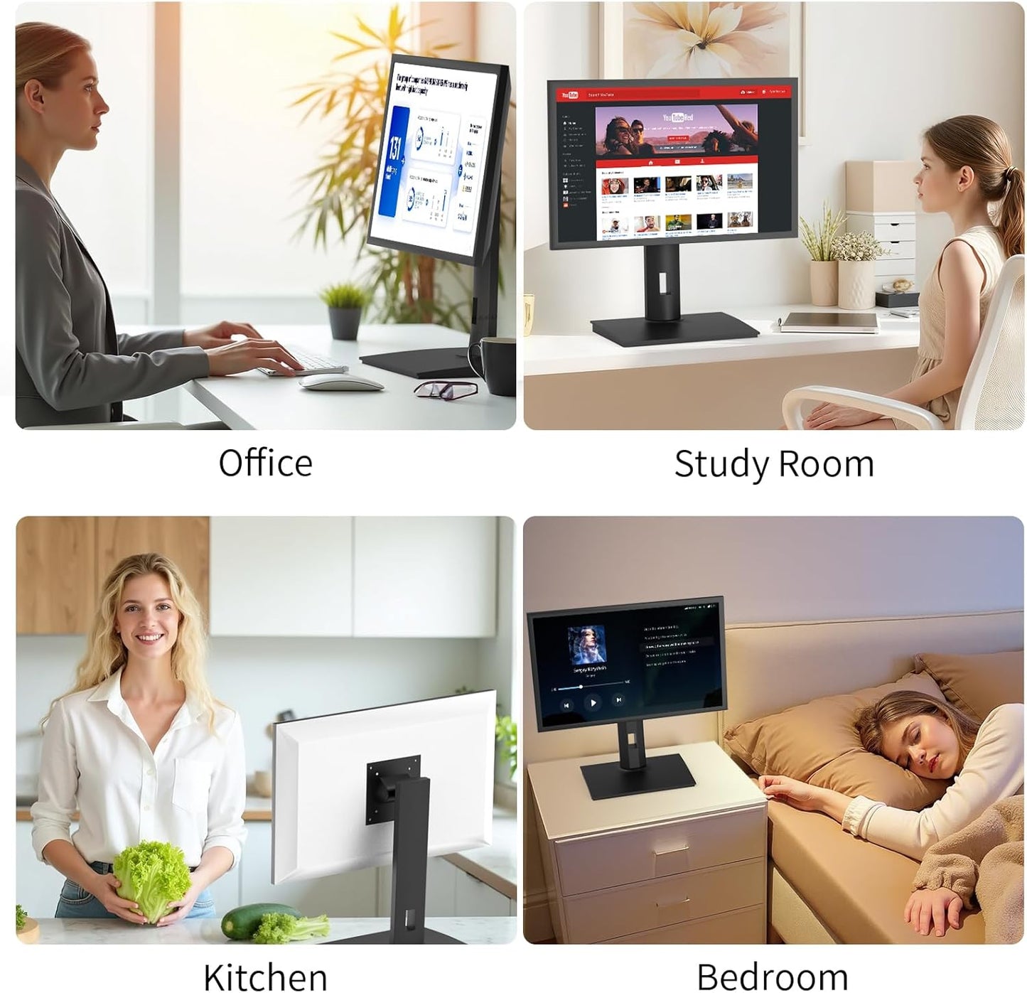 Vesa Monitor Stand with Spring-Adjustable Height, Swivel, Tilt, Rotation Vesa Stand, Compatible with Monitors Within 32 inches and Weighing Between 4.8-11lb (Black, Only for 7.7-11 lb Monitor)