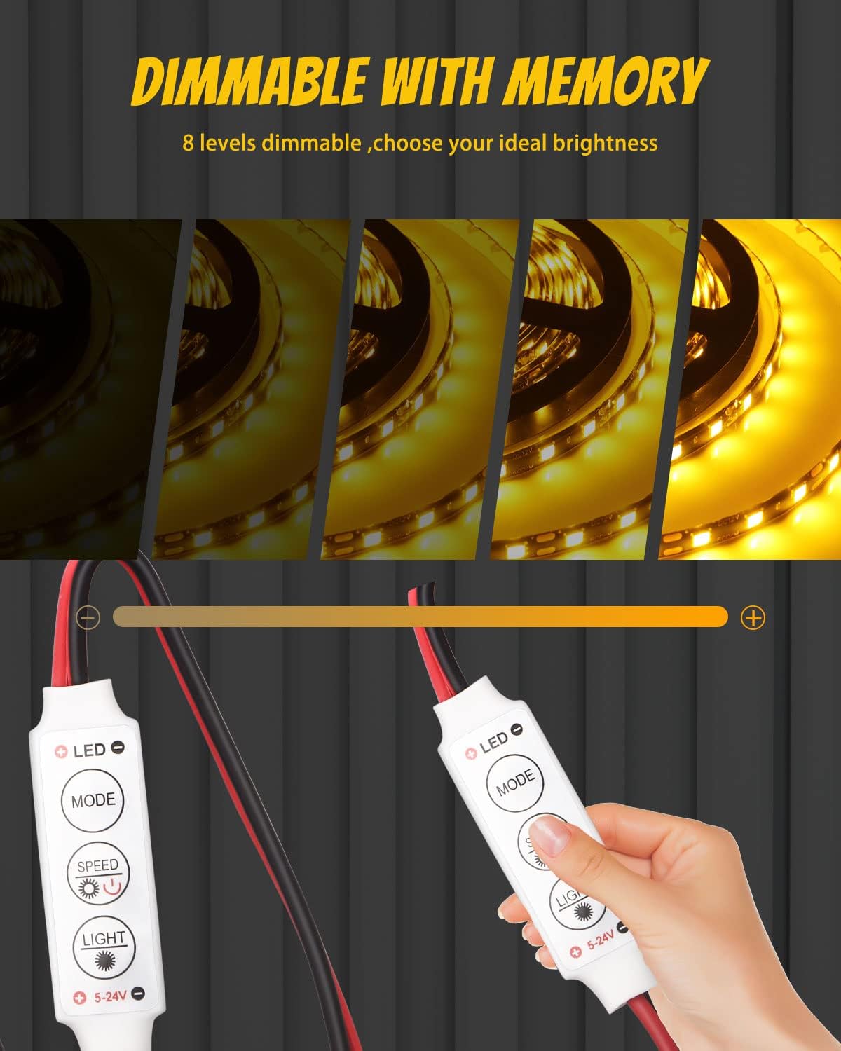 YM E-Bright LED Flash Strobe Controller for LED Strip Light Bulb Flasher Module Compatible with Car, Boat, Household DC 5V~24V Memory Function (Pack of 4)