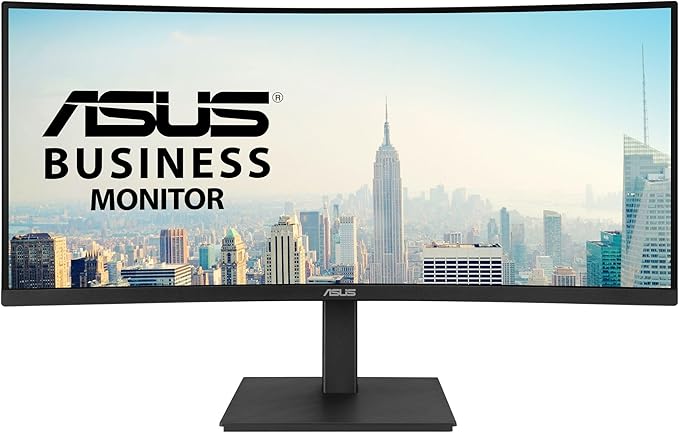 ASUS 34” Curved USB-C Docking Monitor (VA34VCPSR) - WQHD (3440x1440), 1500R Curvature, Frameless, USB-C PD 96W, RJ45, USB hub, Eye Care, Ergonomic, VESA Wall Mountable, 3 yr Warranty