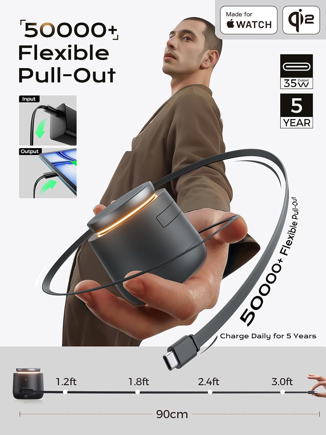 MFI Certified by Apple, 4 in 1 Magsafe Wireless Charging Station, Qi2 15W Magsafe Charger for iPhone 17/16/15/14/13/12 Series, iWatch, Airpods, iPad, 65W Charger Included (Black, 4 in 1)