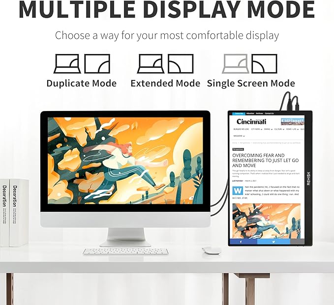 Portable Monitor 15.6 Inch IPS Display Laptop Screen Extender, FHD, 1080P, Smart Cover, Speakers, USB-C, HDMI, Ultra Slim, Plug&Play, Travel Monitor for Laptop PC Mac Phone, Switch, PS4/5, Xbox