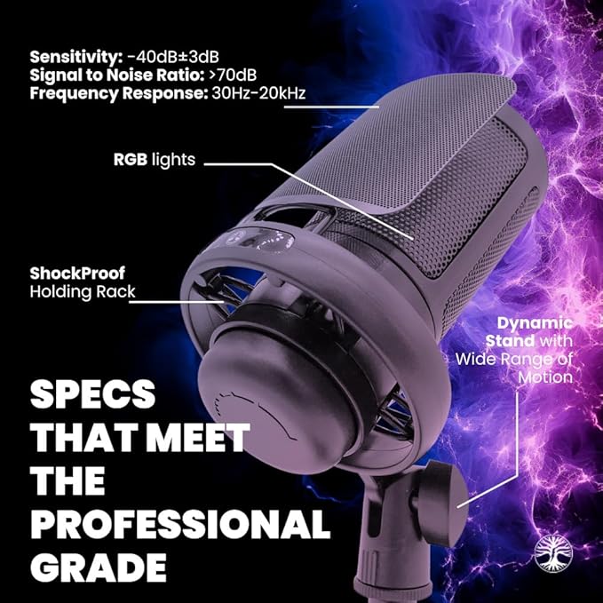 Live Video Streaming Kit, Includes 1080p 30 FPS Webcam, RGB USB Microphone, Adjustable LED Light for Twitch, YouTube, Podcast and WFH. for PC, MAC, Windows, and Laptops