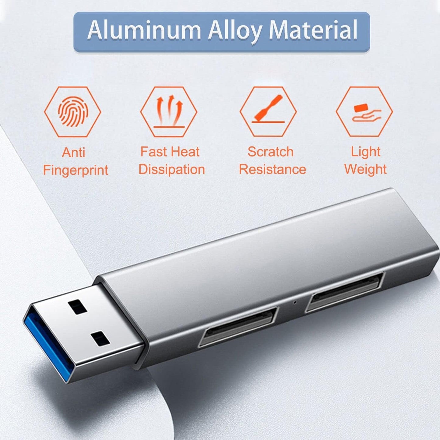 USB 3.0 Hub, VIENON Aluminium 3-Port USB Hub USB Splitter USB Expander for Laptop, Xbox, Flash Drive, HDD, Console, Printer, Camera,Keyborad, Mouse
