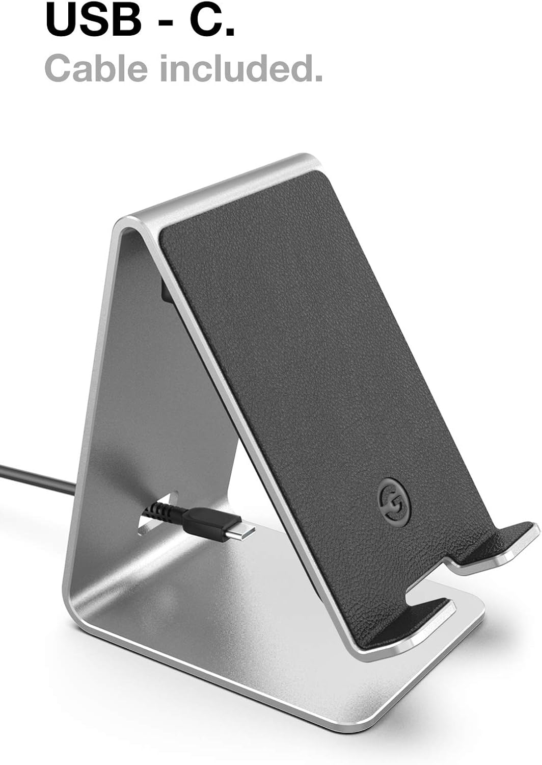Encased PowerStand Wireless Charging Stand with Dimmable LED Backlights - Desktop Charger for iPhone, Android and Galaxy Phone Models (Aluminum Silver)