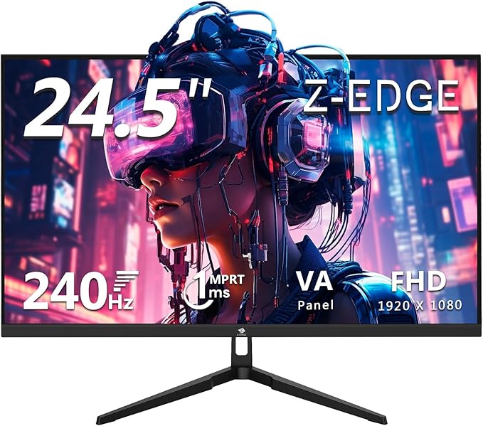 24.5" Gaming Monitor 240Hz, Z-Edge UG25F FHD 1920x1080 Computer Monitor, 1ms Frameless LED, Contrast Ratio 5000:1