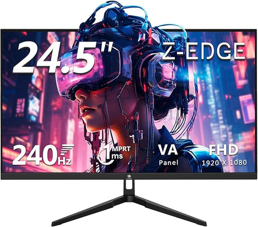 24.5" Gaming Monitor 240Hz, Z-Edge UG25F FHD 1920x1080 Computer Monitor, 1ms Frameless LED, Contrast Ratio 5000:1