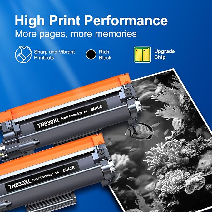 TN830XL TN830 Toner Replacement for Brother TN830XL TN 830XL Toner Work for HL-L2460DW DCP-L2640DW HL-L2405W HL-L2400D HL-L2480DW MFC-L2820DW Printer High Yield (4 Black)