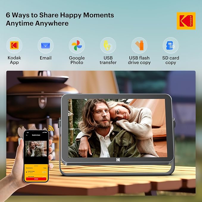 KODAK 10.1 Inch WiFi Digital Picture Frame with 64GB Storage, Electronic Smart Digital Photo Frame 1920x1200 IPS Touch Screen, Auto-Rotate, Share Moments Instantly Gifts for Women