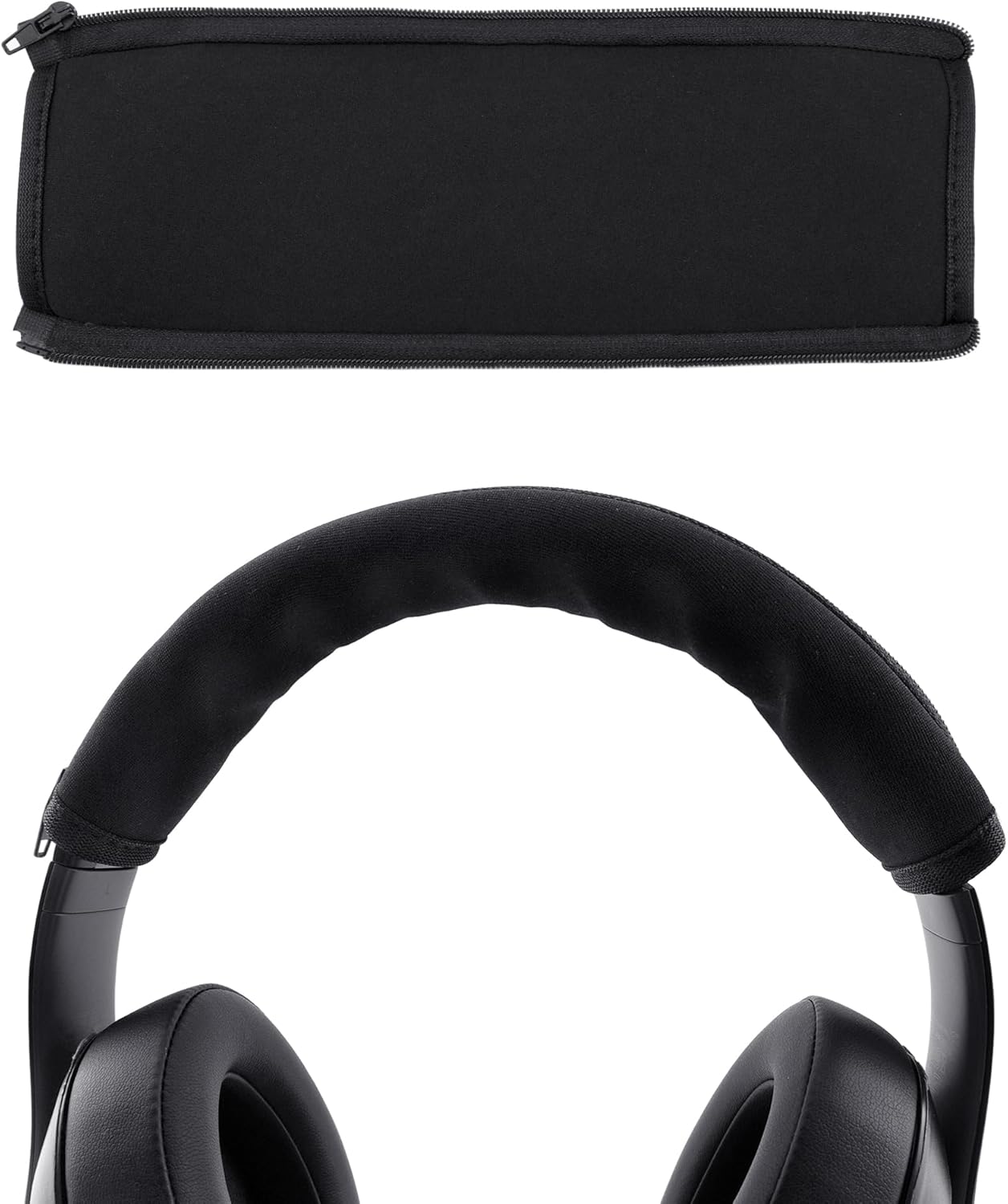 BlingKingdom Headphone Headband Cover Headphones Replacement Band Headband Protector with Zipper (Black)
