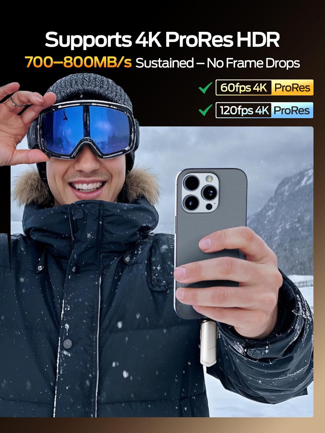 MOVE SPEED USB Drive 1TB External SSD 1000MB/s USB 3.2 Gen2+USB C Dual Ports Portable Zinc Alloy Thumb Drive Stick, External Drive with Metal Casing for iPhone 15/16/17 Series/Mac/Android Phone