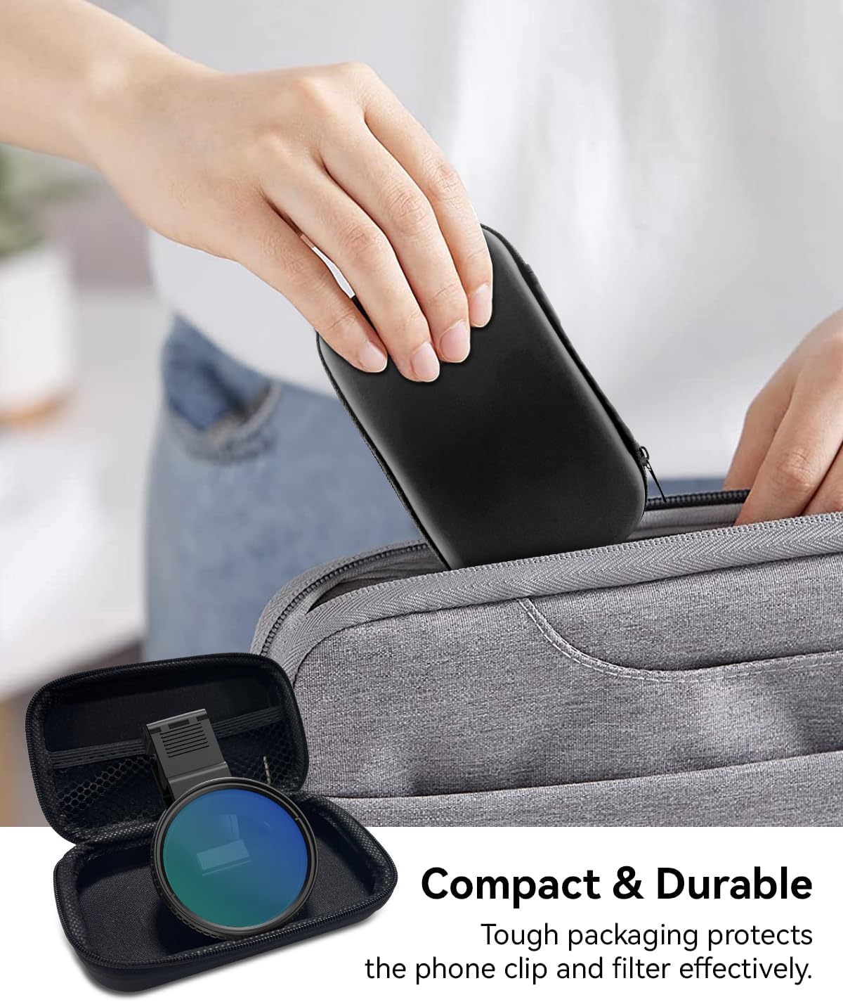 67mm Variable ND2-32 Filter for iPhone/DSLR - Cellphone Neutral Density Lens Attachment with Universal Clip, Compatible with iPhone 16/15/14/13 Pro Max, Samsung Galaxy, Huawei, etc.