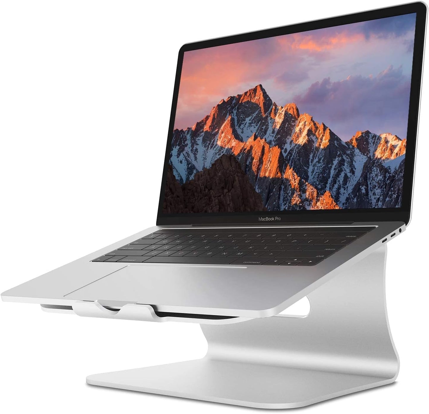Laptop Stand, Aluminum Notebook Holder Riser Heat-Vent for MacBook Air/Pro, Dell, HP, Lenovo, Microsoft Surface, Samsung 11-16 inches Notebook (Space Silver)