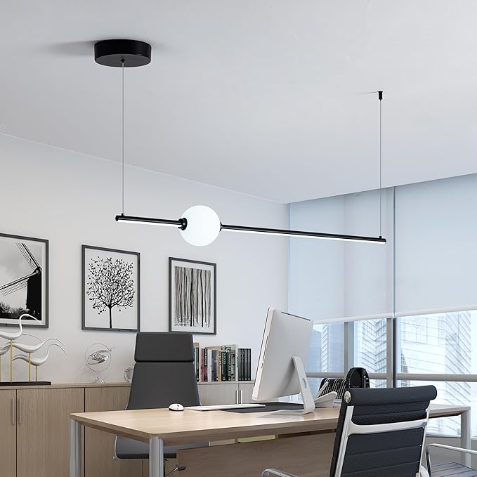 40" LED Linear Pendant Light, Dimmable Led Light Fixture, Linear Dinning Room Light, Kitchen Island Lights for Kitchen Island Dining Room Pool Table and Office Black