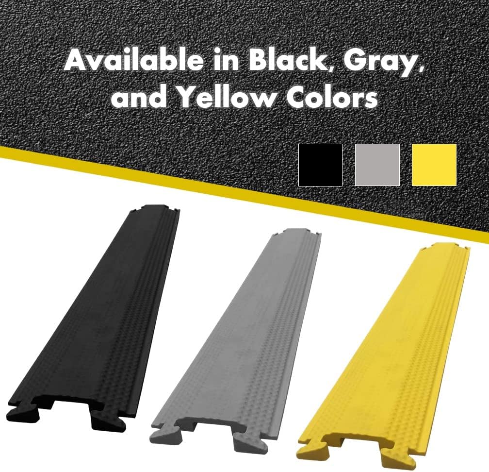 Kable Kontrol Drop Over Floor Cord Cover – 60” Inch Long 1 Channel Cable or Wire Protector – 270 Pcs Bulk Pack - Rubber Ramp for Indoor and Outdoor Use – Gray