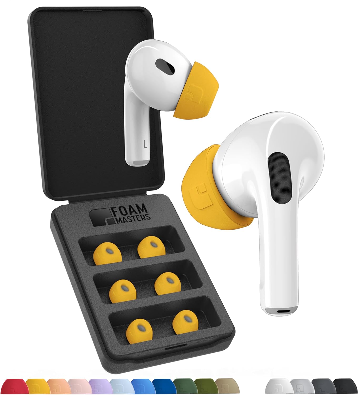 Foam Masters Ultra-Premium Memory Foam Ear Tips for AirPods Pro 1st & 2nd Gen | 3 Pairs | Black Magic Ver 6.0 | Secure | Comfort | Better Noise Cancel | Replacement Buds – Orange, Large